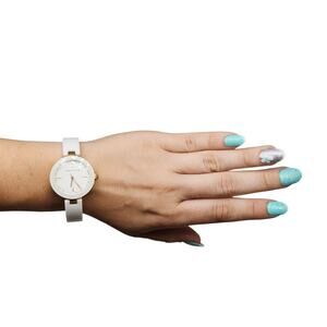 Anne Klein Watch Womens White Ceramic Gold Tone Crystal New Battery Dressy